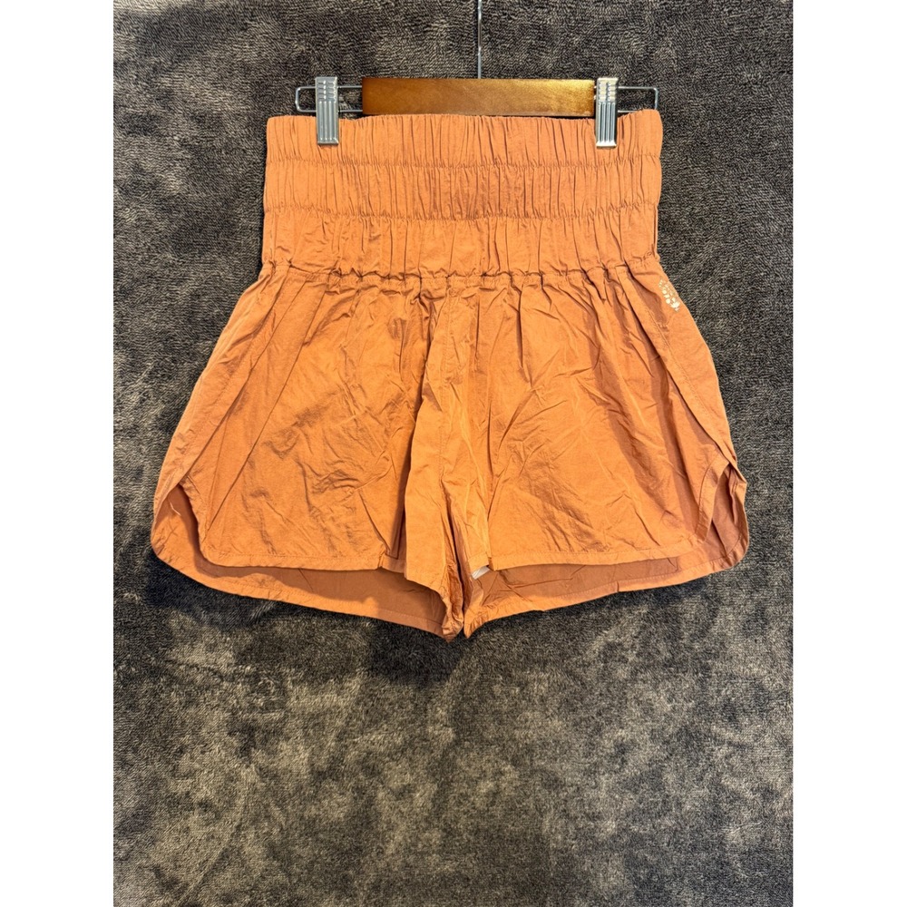 FP Movement The Way Home Shorts Clay Orange High Rise Smocked Waist Womens Small
